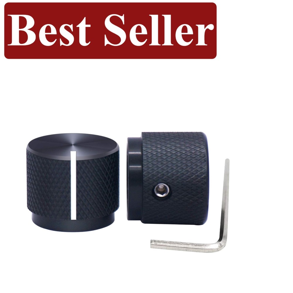 Compact Anodized Aluminum Rotary Knobs, 2pcs Volume & Switch Control - 20mm