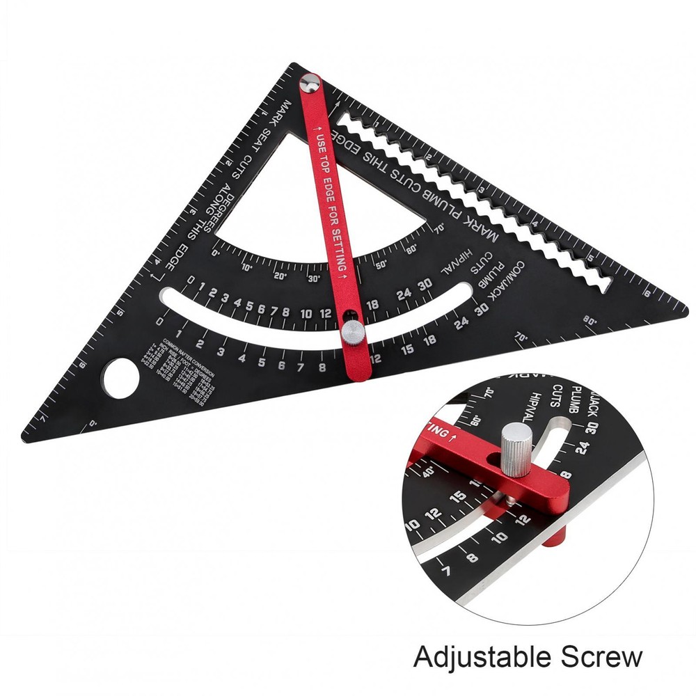 7 Inch Positioning Adjustable Angle Triangle Ruler with Adjustable Rod Metal