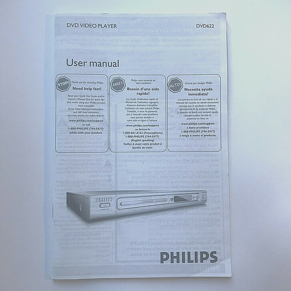 Phillips DVD622 DVD VIDEO PLAYER User Manual