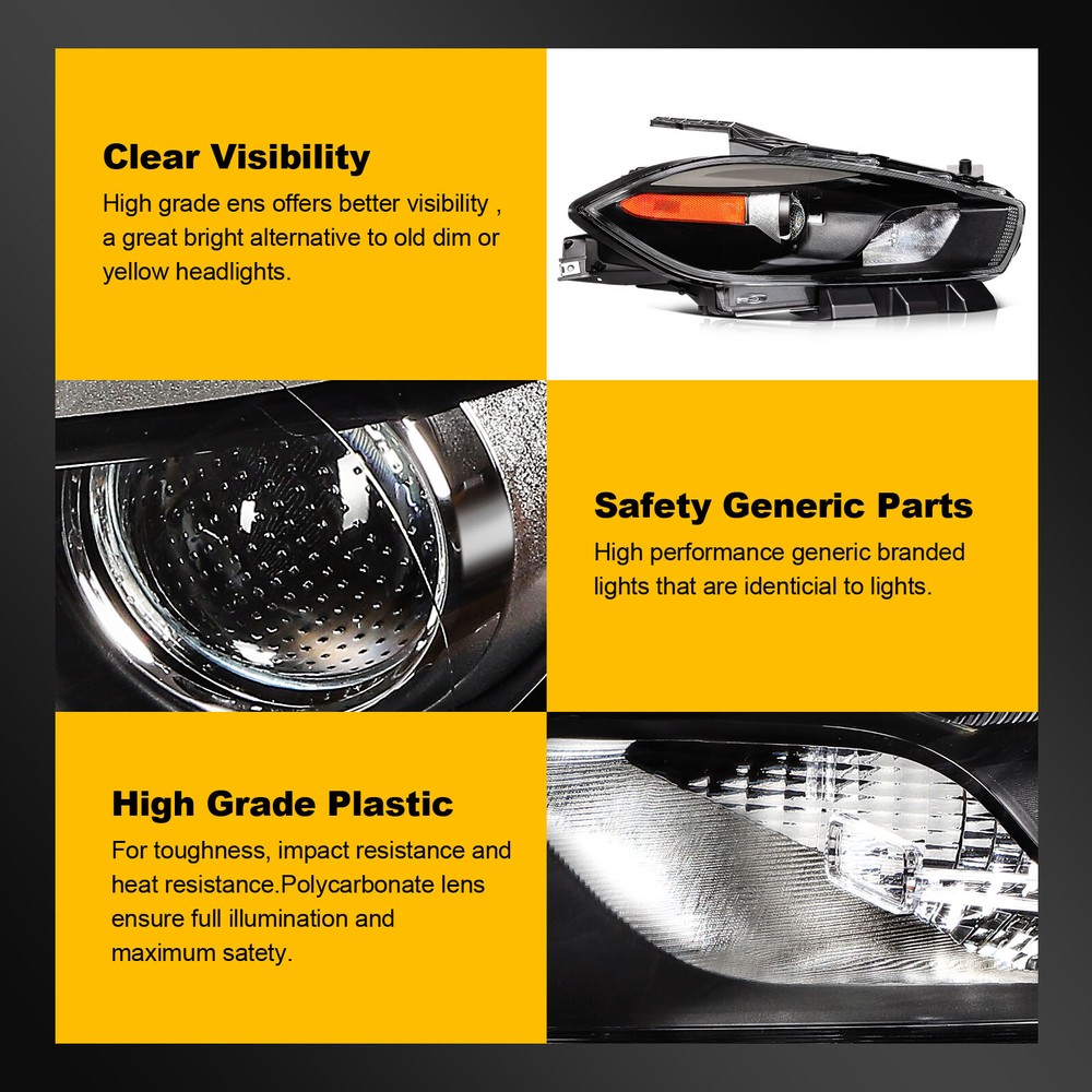Headlight Assembly For 2013-2016 Dodge Dart Left+Right Headlight
