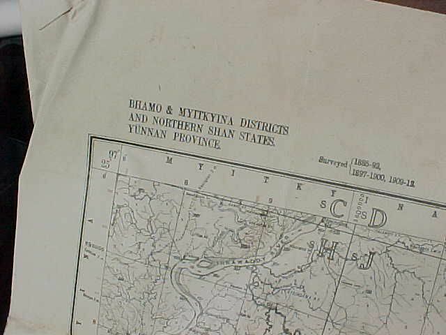 ORIGINAL WWII MAP BURMA CHINA BHAMO 1941