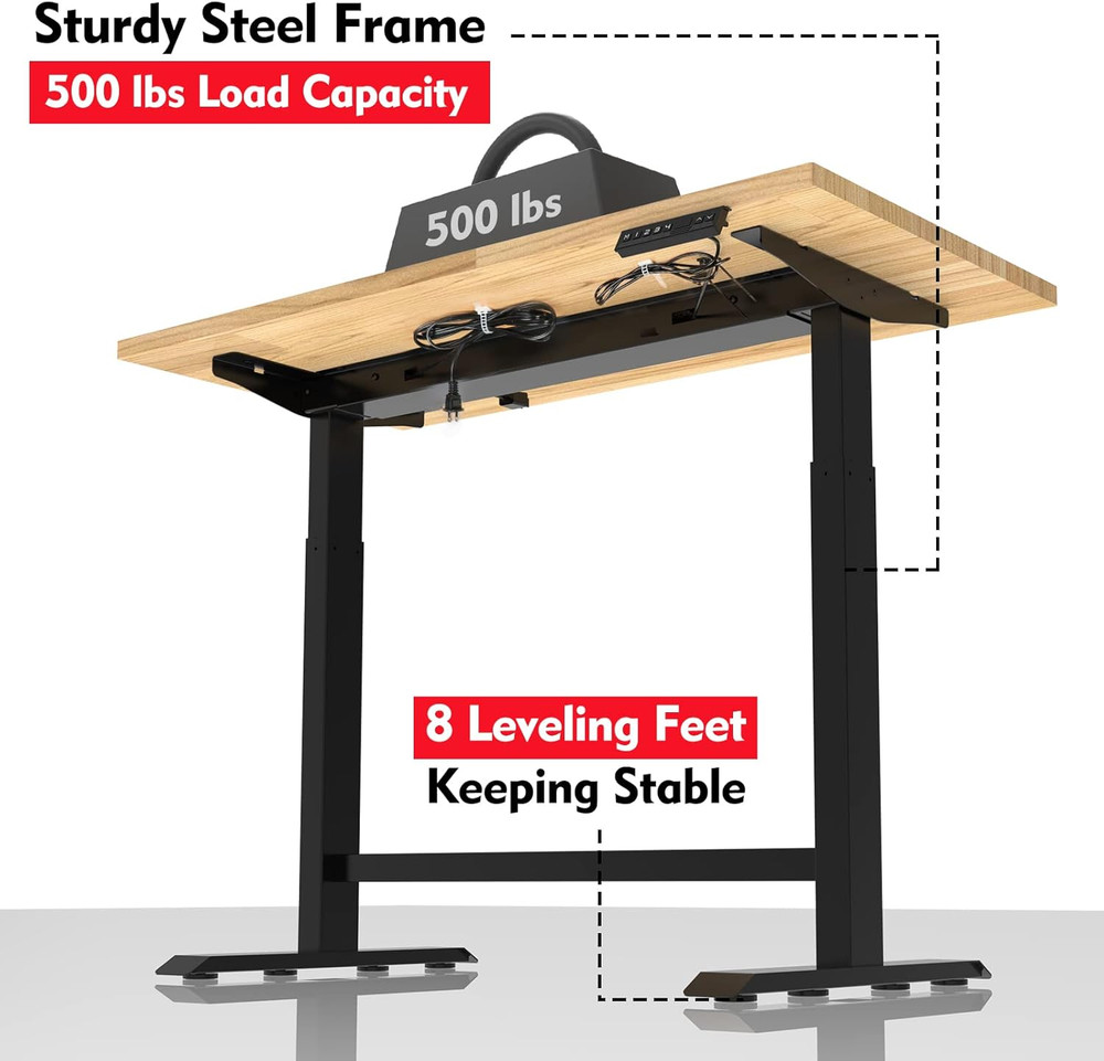 WORKPRO Dual Motor 48" Electric Height Adjustable Workbench, 500 LBS Load Capaci