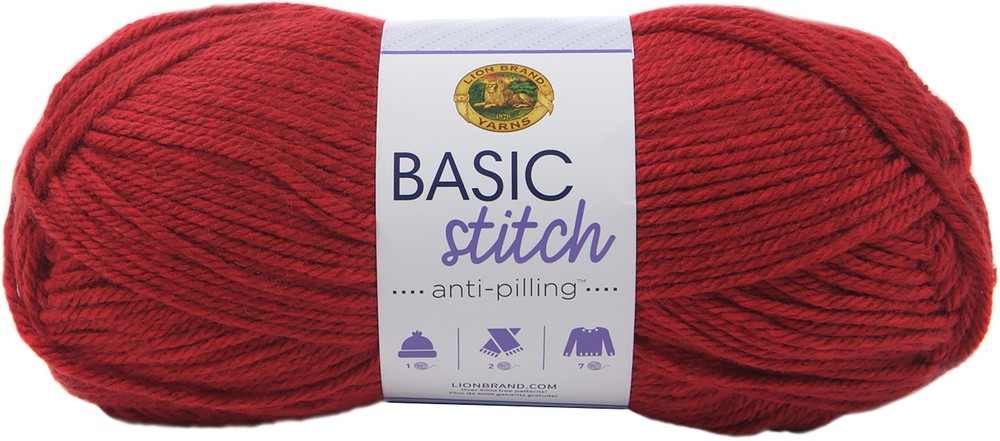 Lion Brand Basic Stitch Anti-Pilling Yarn-Red Heather - 3 Pack