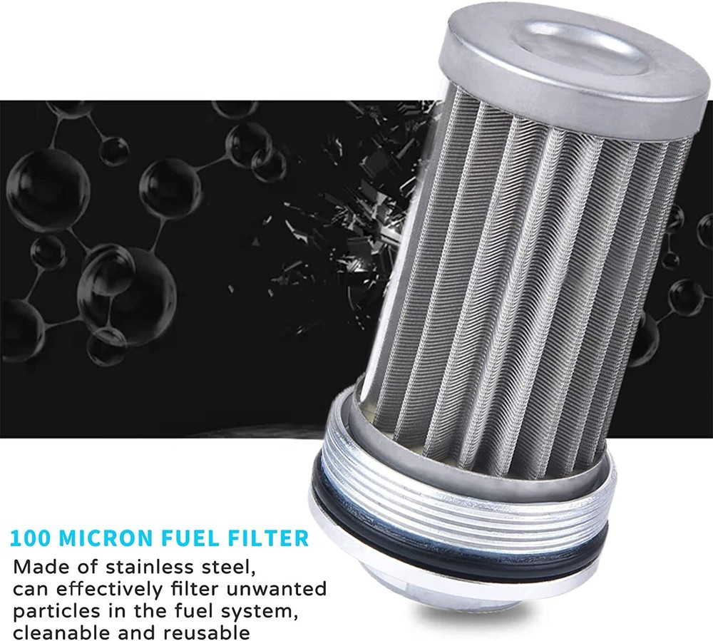 100 Micron Inline Fuel Filter w/ 6AN 8AN 10AN Fitting E85 Adapter Fuel Filter