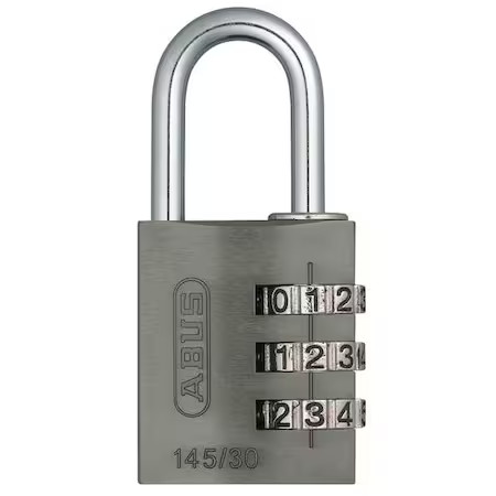 Abus 145/30 Black Combination Padlock, Side, Black/Silver