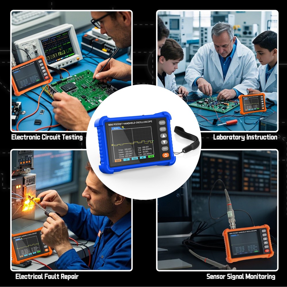 2.5MS/s Sampling Rate Oscilloscope, 2.8" LCD for Electronics Repair & Education
