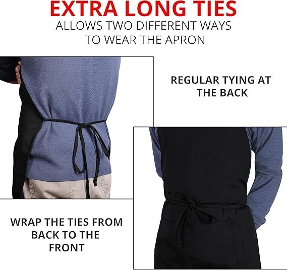 2 Pack Waterproof Kitchen Bib Aprons Adjustable Chef Apron w/ Pockets