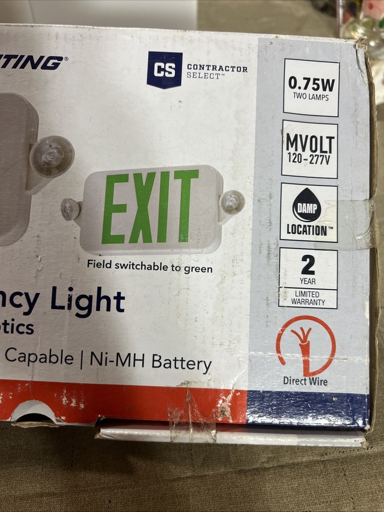 NEW Lithonia Lighting LED Emergency Light/Exit Combo w/ 2 Lamps Switchable