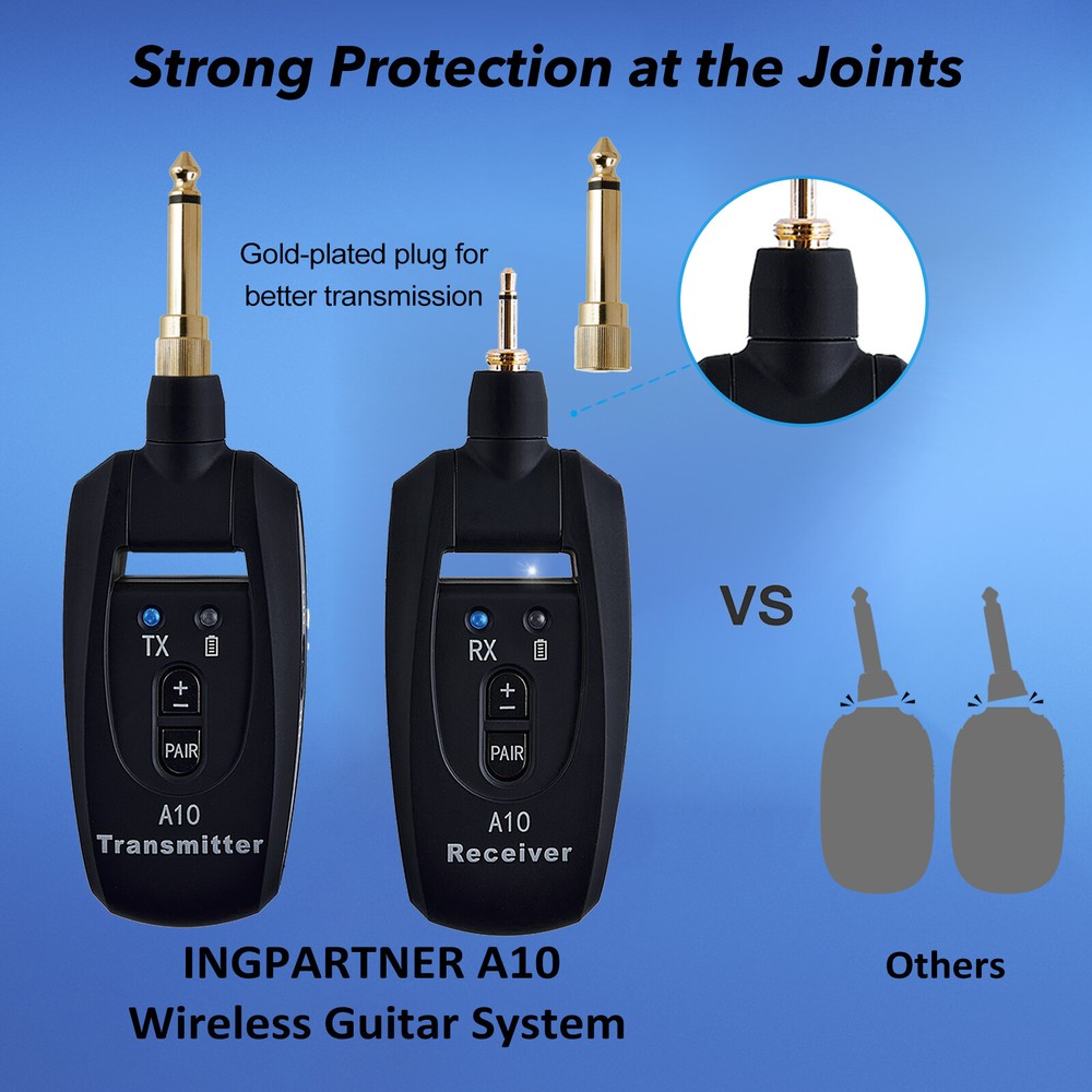 Wireless System Built-in Rechargeable Transmitter Receiver for Electric Guitar