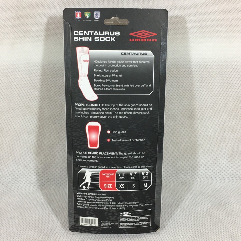 Umbro Centaurus Shin Sock Guard Size Small Black