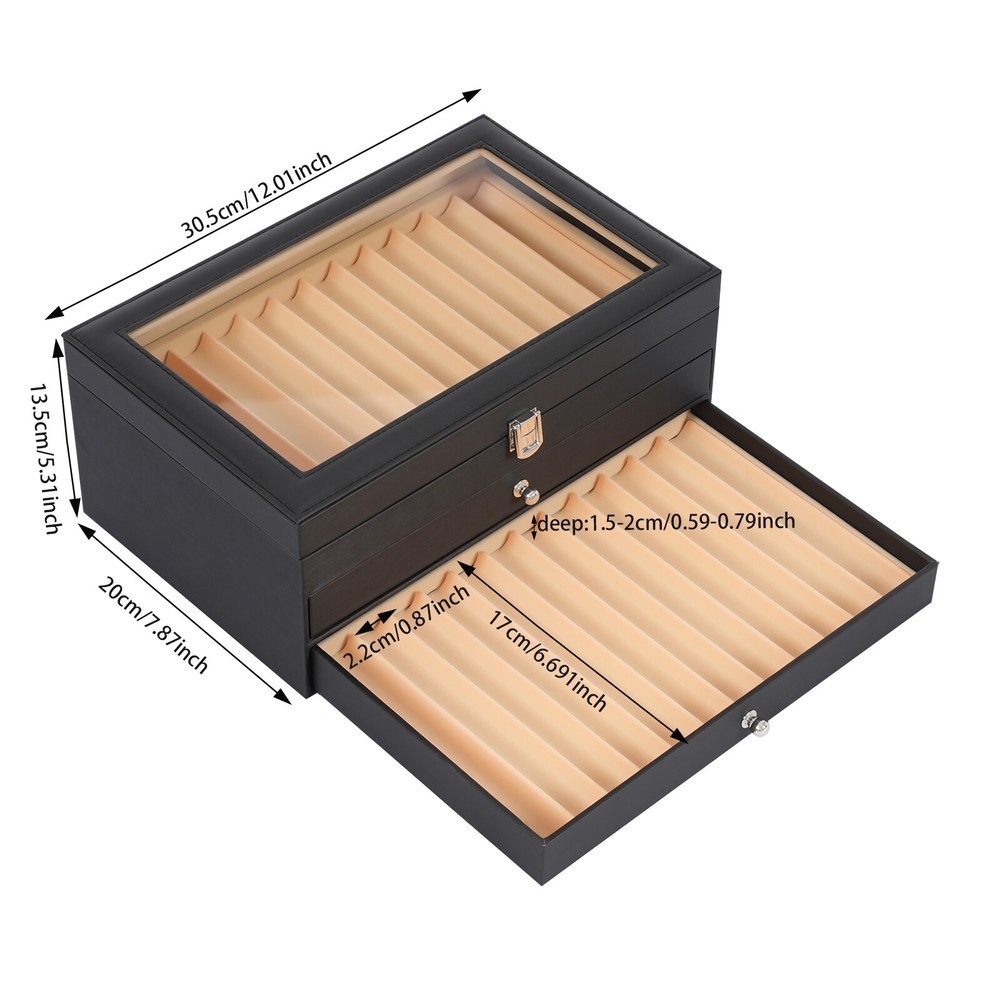 Fountain Pen Display Case 36 Slots Holder Storage Collector Box Organizer Case