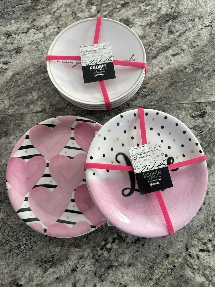 2 Sets Kensie Melamine Love Plates (8)