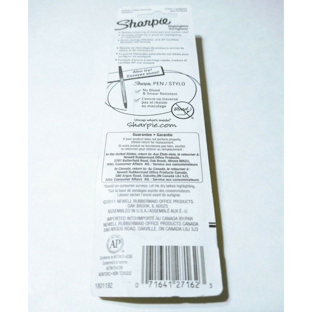 Sharpie Accent Fluorescent Yellow Highlighters, Narrow Chisel, 2 Count Pack