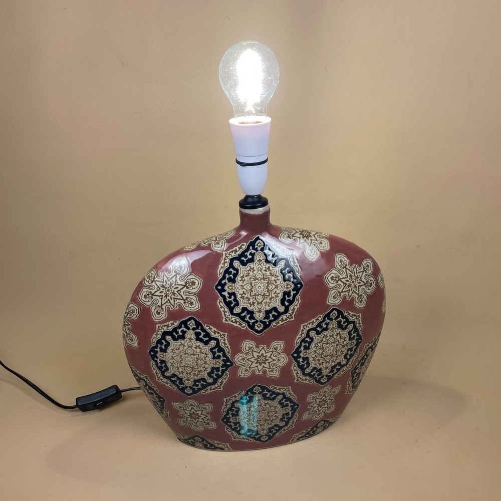 Hand Painted Ceramic Lamp Light Bedside Table Pattern Large Statement Patterned