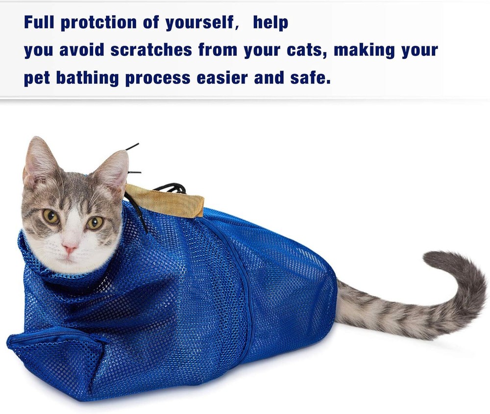 Cat Muzzle And Bathing Bag Set For Easy Grooming And Safety Large Size