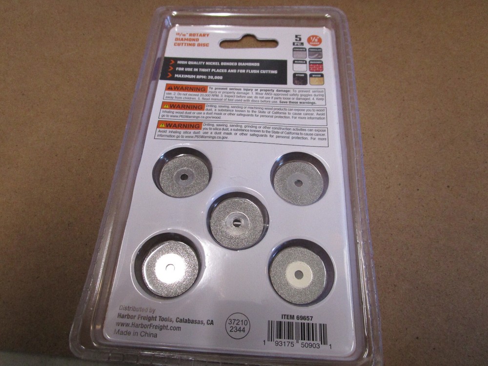 Warrior Diamond Rotary Cutting Discs 5 Pack 1/8" Shank