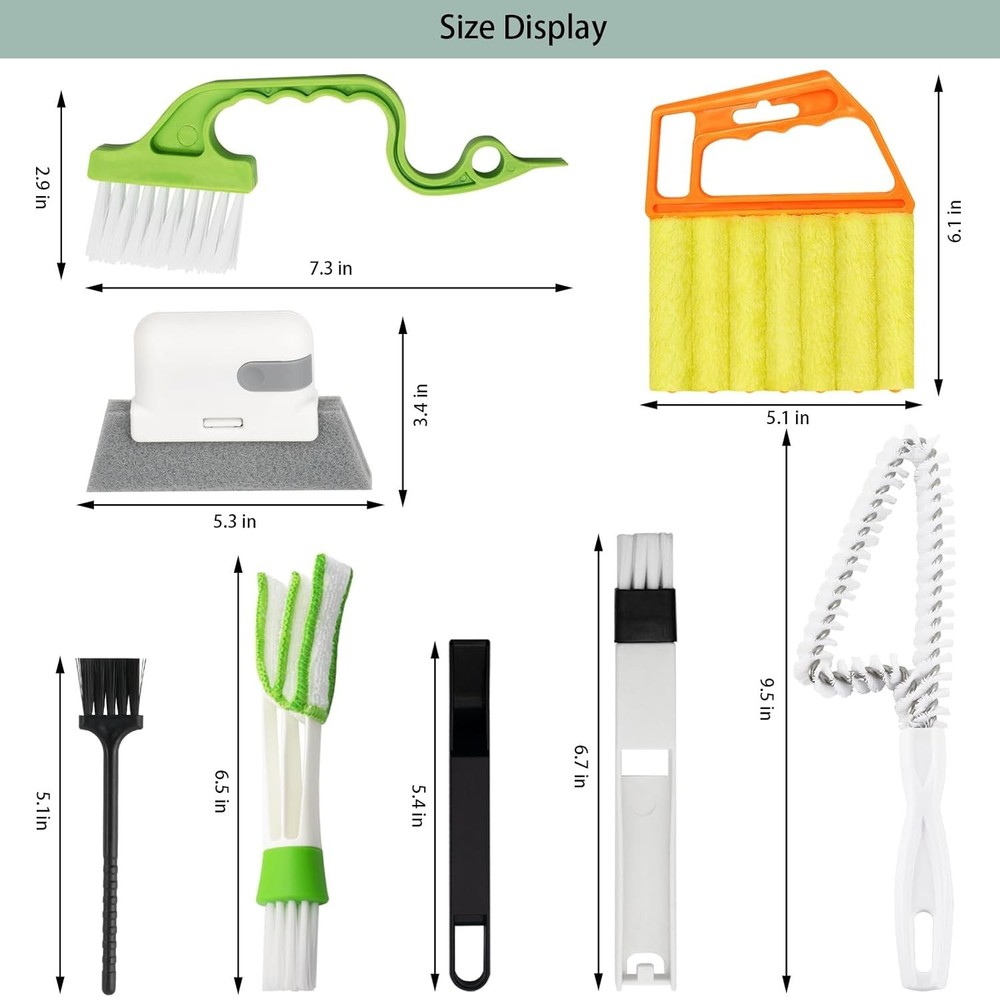 Hand-held Groove Gap Cleaning Tools - Multi-Surface Brush Set for Blinds & Vents