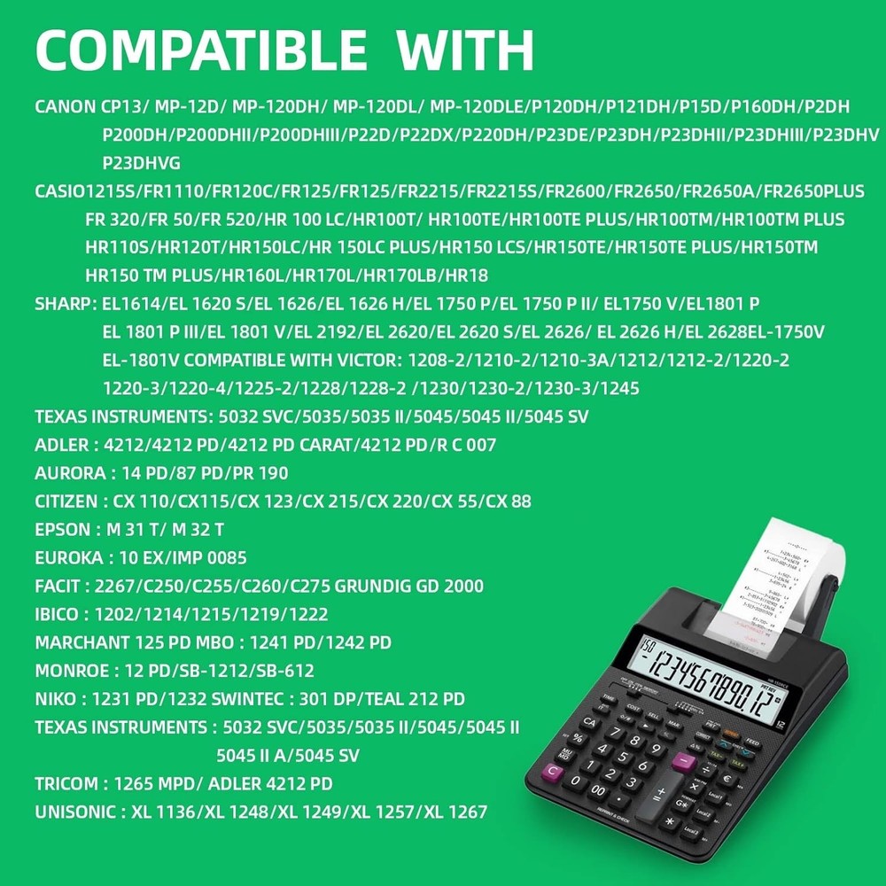 3-Pack Compatible Calculator Ink Ribbons for Sharp, Canon, Casio & More