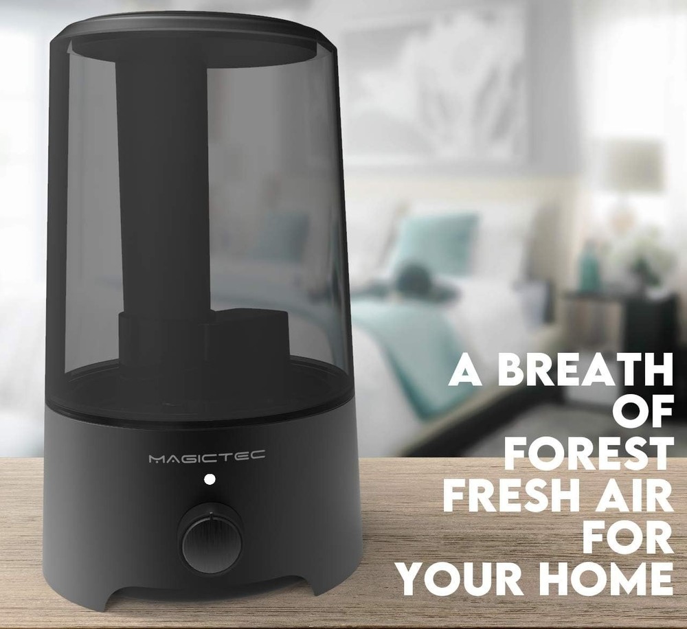 Ultrasonic Humidifier with Auto Shut-Off – Silent 360° Black Diffuser