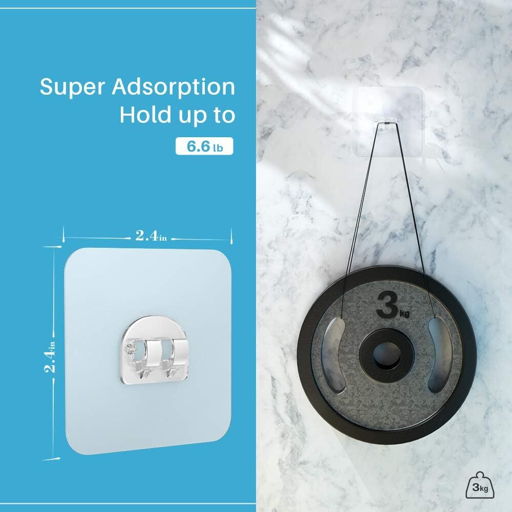 LUXEAR 6 Pack Reusable Adhesive Sticker for Bathroom Kitchen Transparent