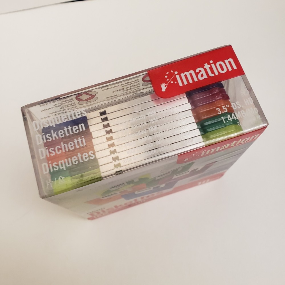 Imation Neon Diskettes Mac 3.5” Floppy Disc IBM Formatted 10 pack NEW Sealed