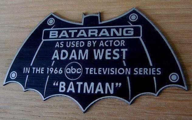 CUSTOM 1966 BATMAN BATARANG DISPLAY NAME PLATE BATMAN TV SERIES