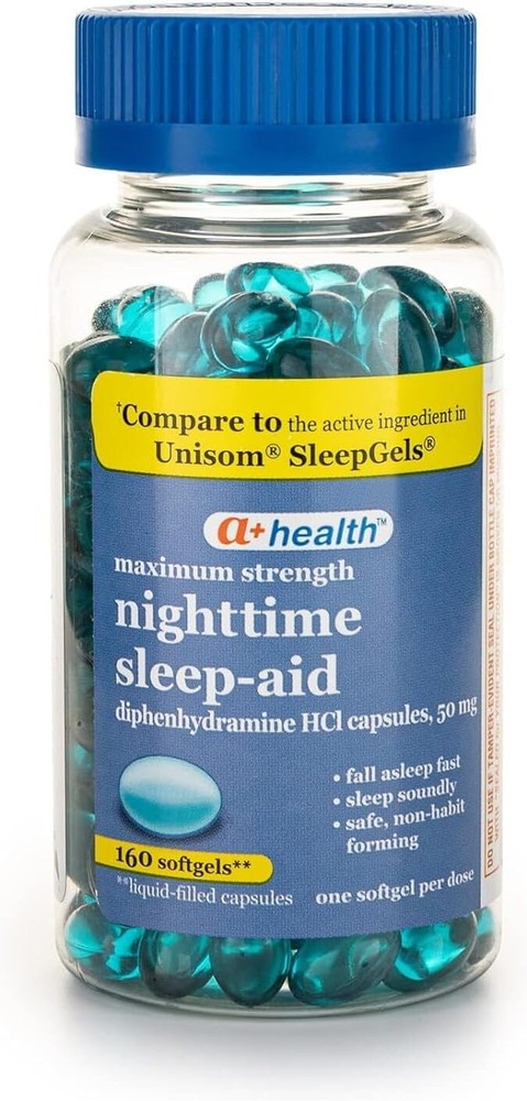 Nighttime Sleep Aid Diphenhydramine 50 mg Softgels Maximum Strength, -⭐️⭐️⭐️⭐