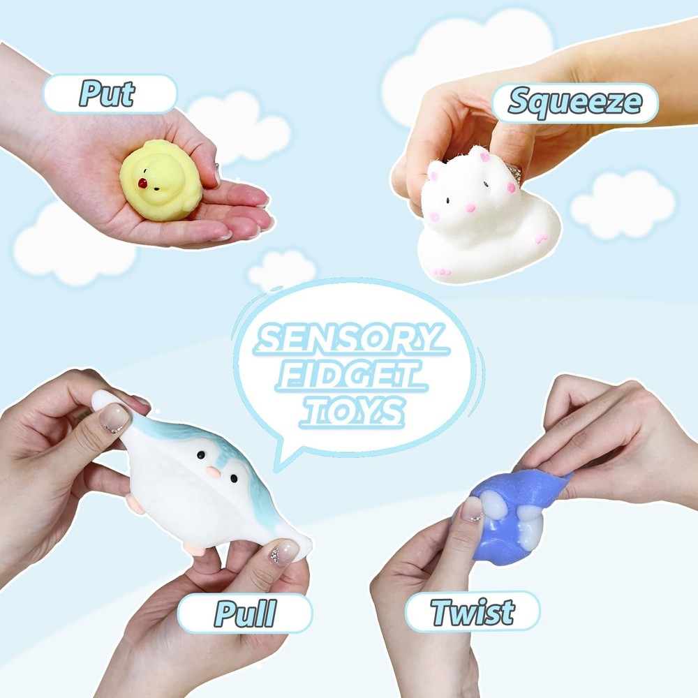 8 Pcs Taba Squishy Pack - Squishies Pack Include (2 Penguins,2 Chick, 2 Cat Paws