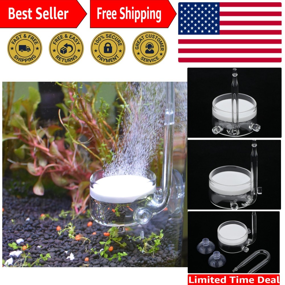 Efficient Ceramic CO2 Diffuser with Suction Cups for 30-50 Gallon Tanks