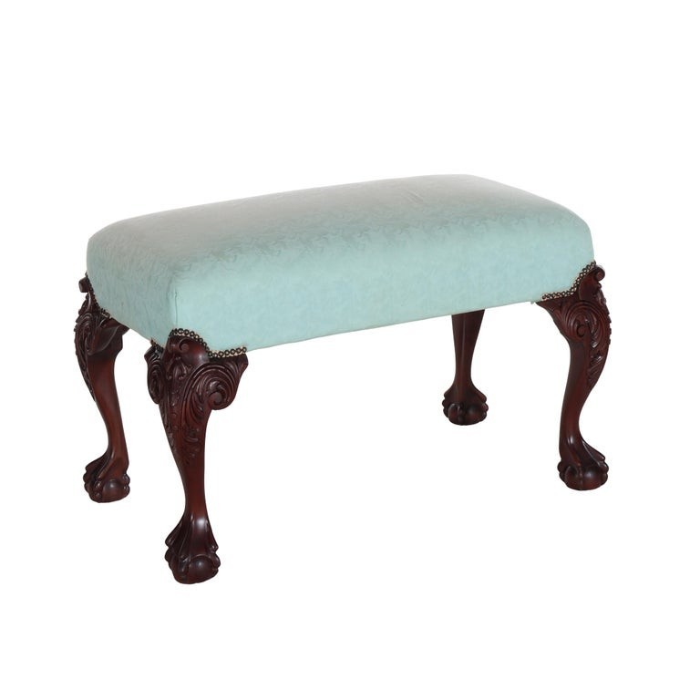 Vintage Chippendale Carved Mahogany Long Bench C1940