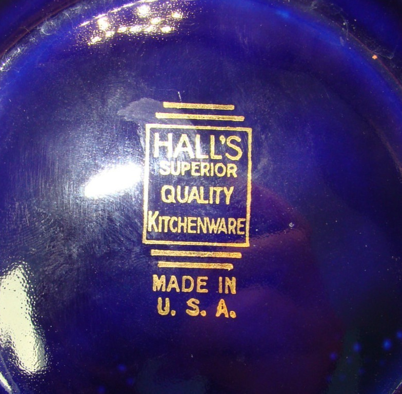 Hall China Blue Blossom Five Band Cookie Jar