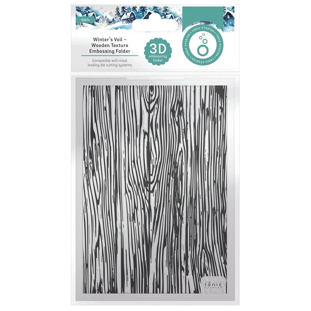 Tonic Studios 3D Embossing Folder-Wooden Texture - Winter's Veil
