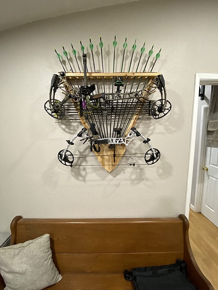 Compound Bow Rack Arrow Wall Mounting Storage Holder Rustic Look Cabin Display