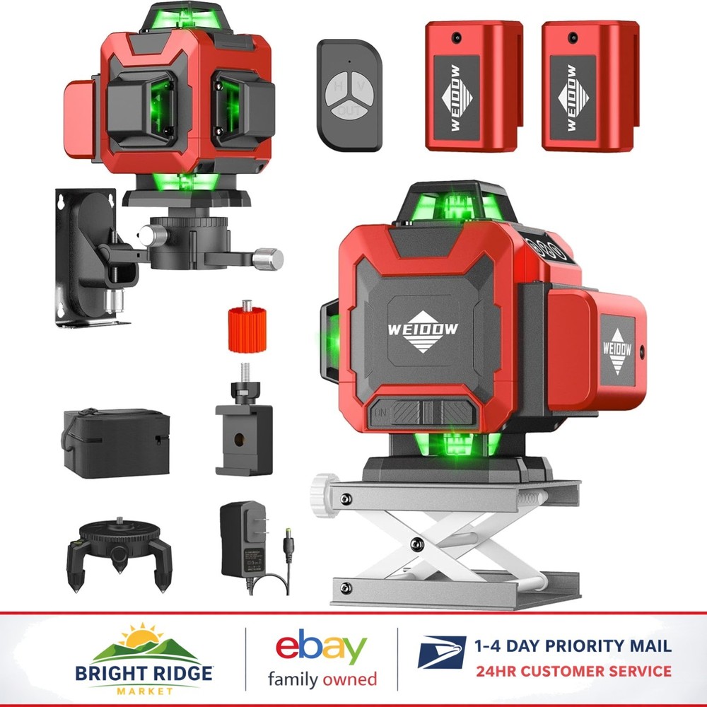 Precision Laser Level with Green Cross Line and Automatic Self-Leveling Feature