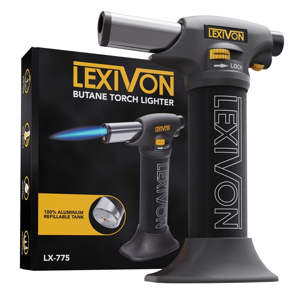 LEXIVON Butane Torch Lighter, Refillable Kitchen Cooking | Black
