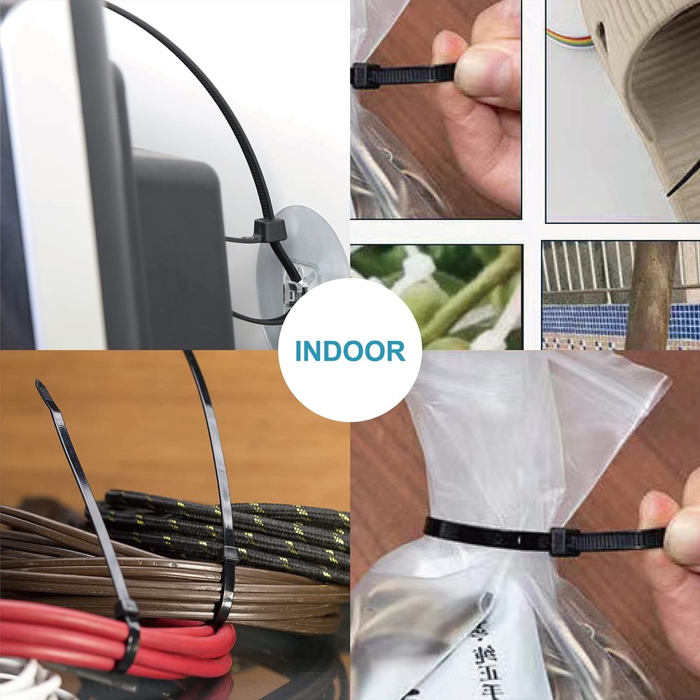 Zip Ties Assorted Sizes4”+6”+8”+12”, 400 Pack, Black Cable Ties, UV Resistant...