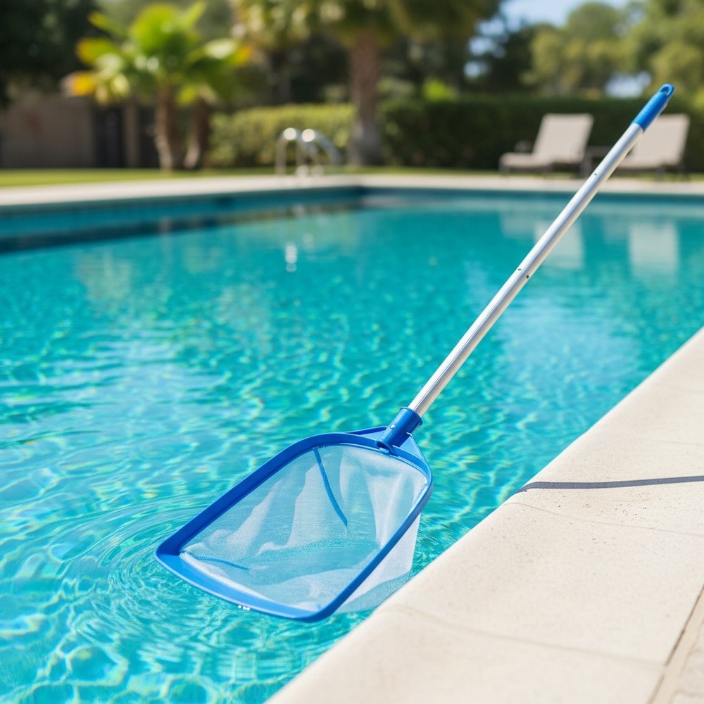 Lightweight Pool Cleaning Tool: 5' Telescopic Aluminm Pole with Medium Fine Mesh