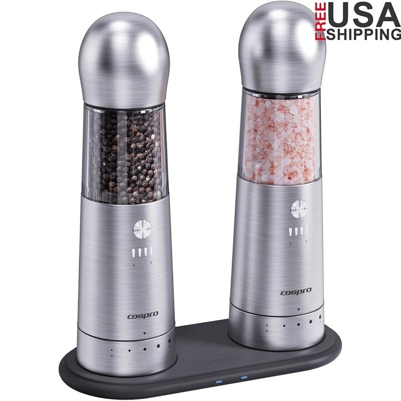 Electric Grinder Set 2 Automatic Spice Mill Qi Wireless Charging One-Hand Use