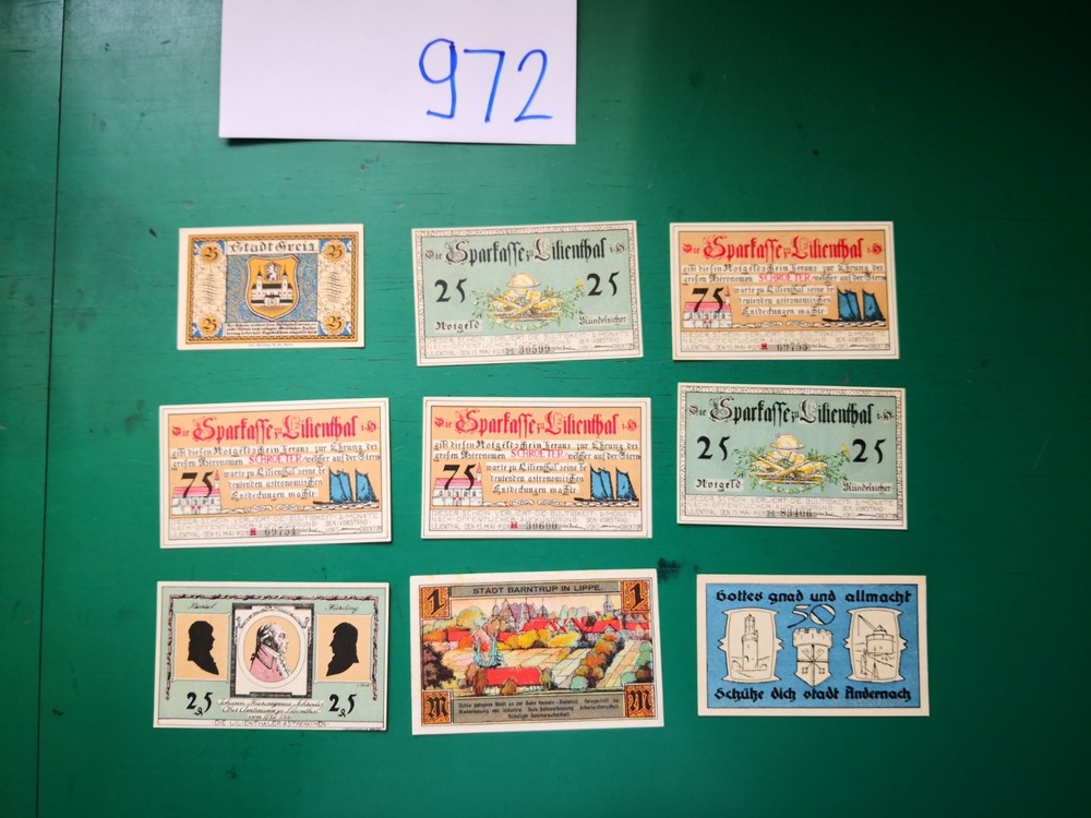 Germany Notgeld Banknotes x9 Notes #972