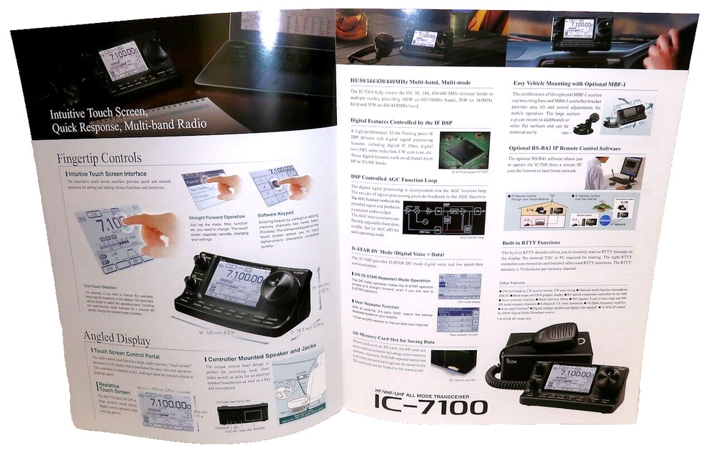 ICOM IC-7100 HF TRANSCEIVER 4 PANEL ORIGINAL COLOR BROCHURE