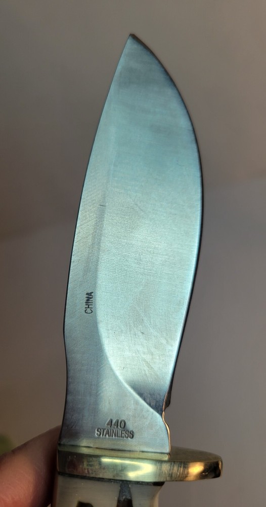 Steel Warrior Bone Handle Fixed Knife 440 Stainless with Sheath