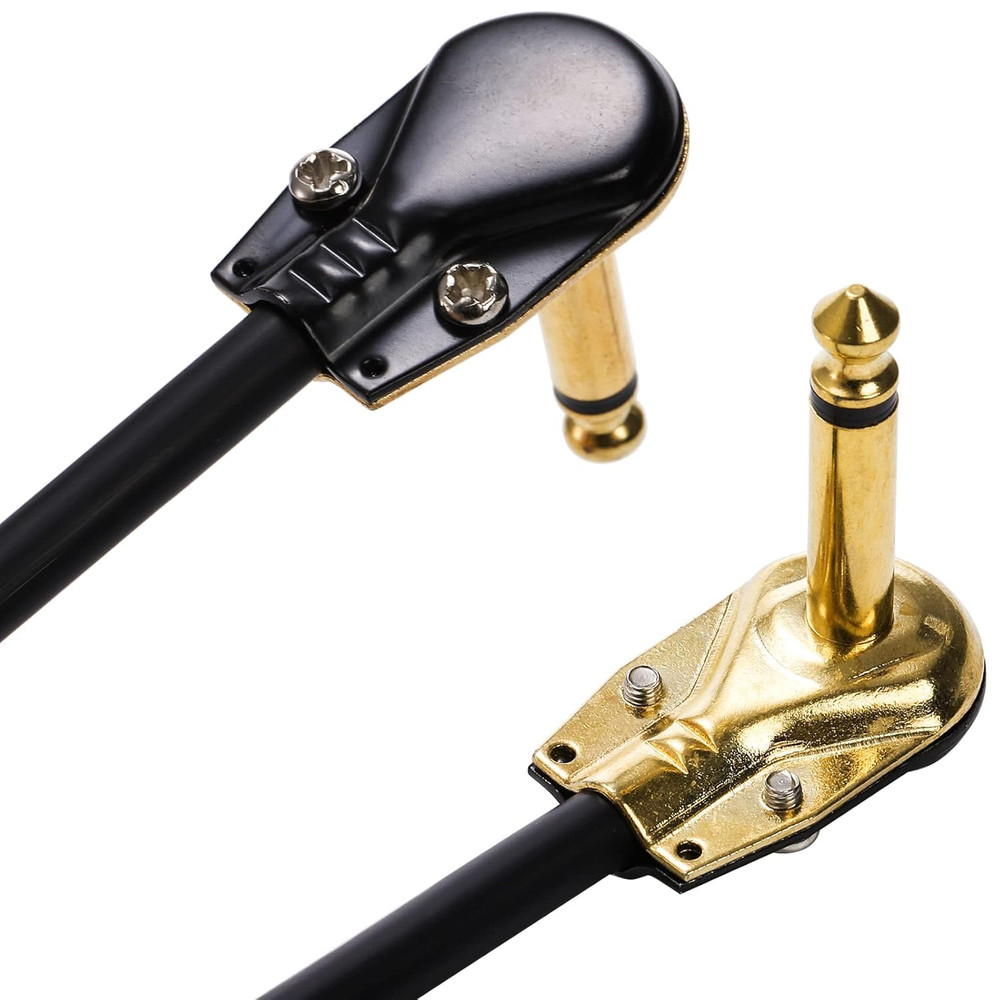 Guitar Patch Cable 4-Pack, 12" Flat Low Profile with Right Angle Connectors