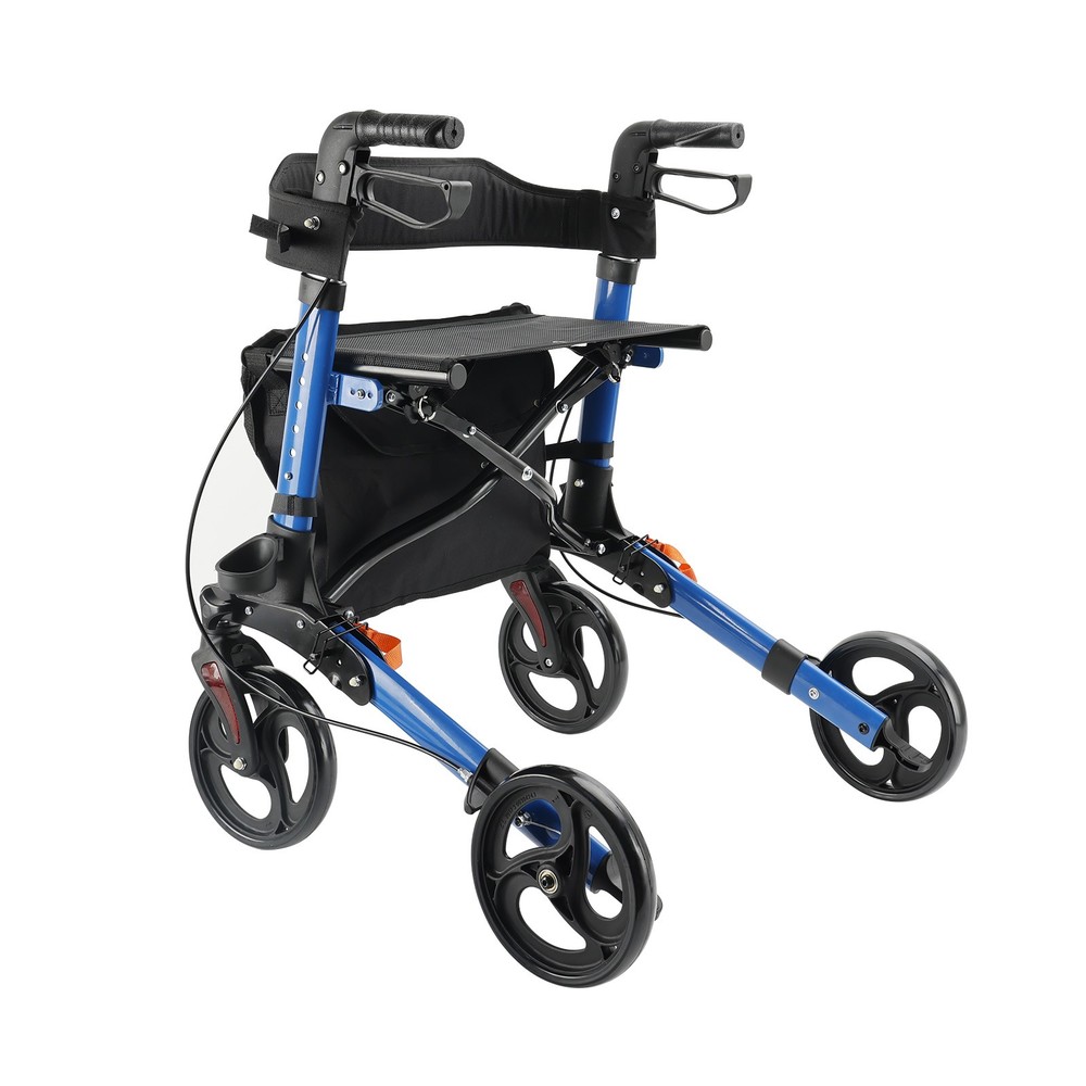 6-Level Adjustable Seat 8-Wheel Foldable Rollator Walker Mobility Aid