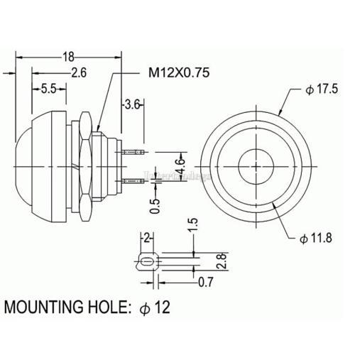 2x Small Blue Switch - 17x20mm momentary