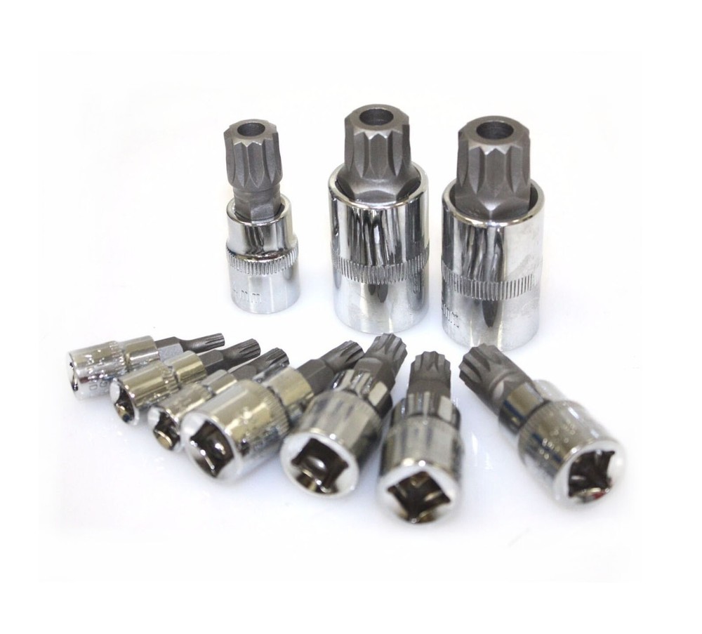 10pc XZN 12 Point MM Triple Square Spline Bit Socket Set Tamper Proof New Case