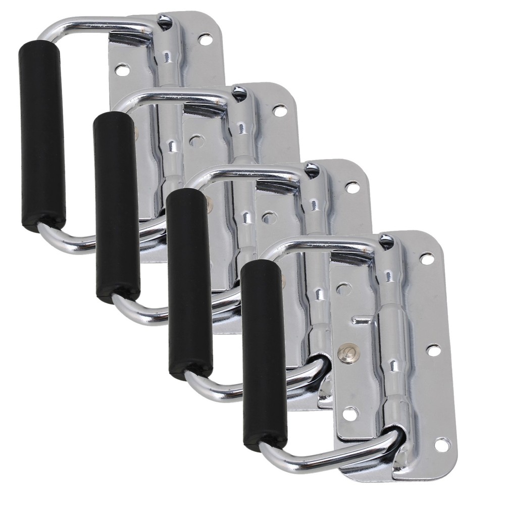 4 x Steel Spring Loaded Drop Handle Rubber Handle - Speaker Cabinet Chest Case