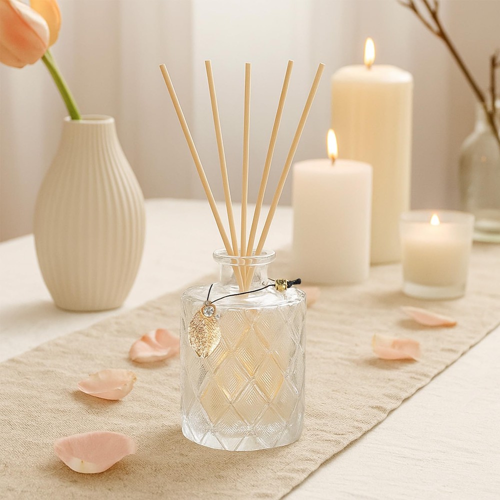 Glass Reed Diffusers Bottles for Home, Diffuser Bottles with 20PCS Reed Diffu...