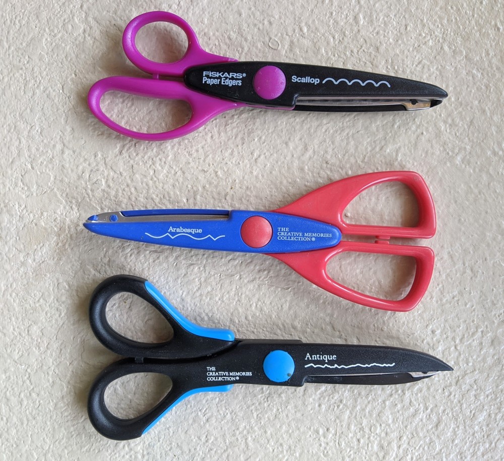 Decorative Scrapbook Scissors-3 Creative Memories  – Arabesque, Scallop, Antique