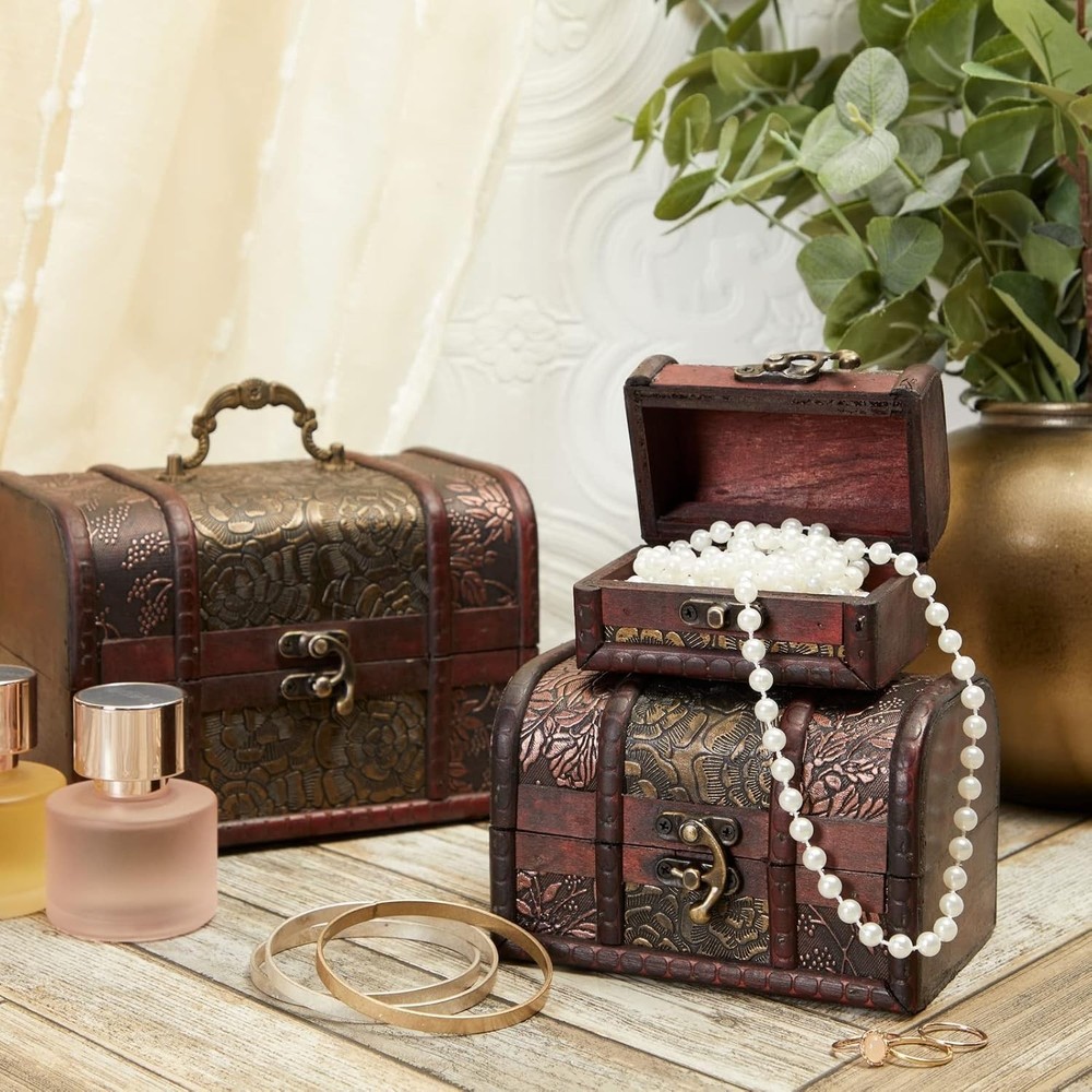 Antique Decorative Storage Boxes - Set of 3 Nesting Boxes