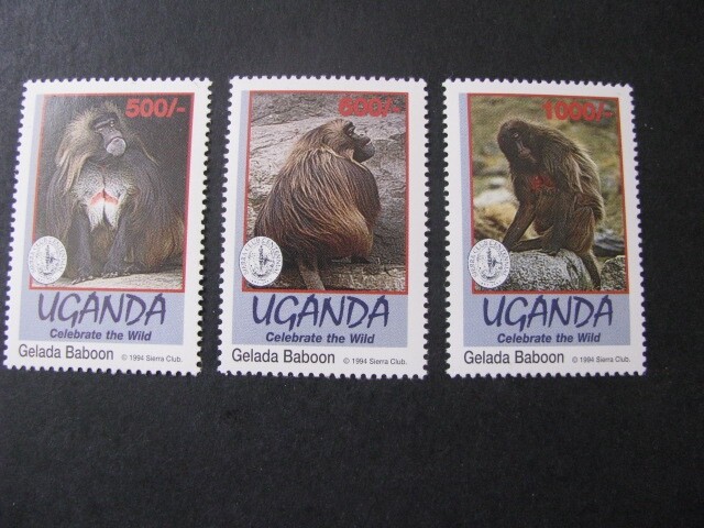 Uganda Stamps Gelada Baboon Monkey Issues Never Hinged Unused Lot